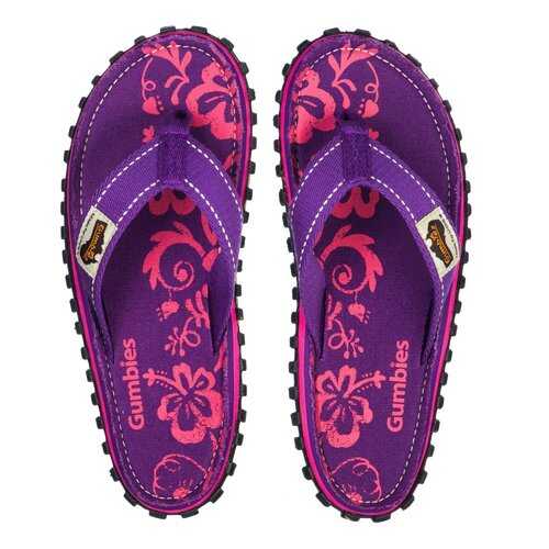 Шлепанцы женские Gumbies Islander Canvas Purple Hibiscus 2020 (41) в Крокс